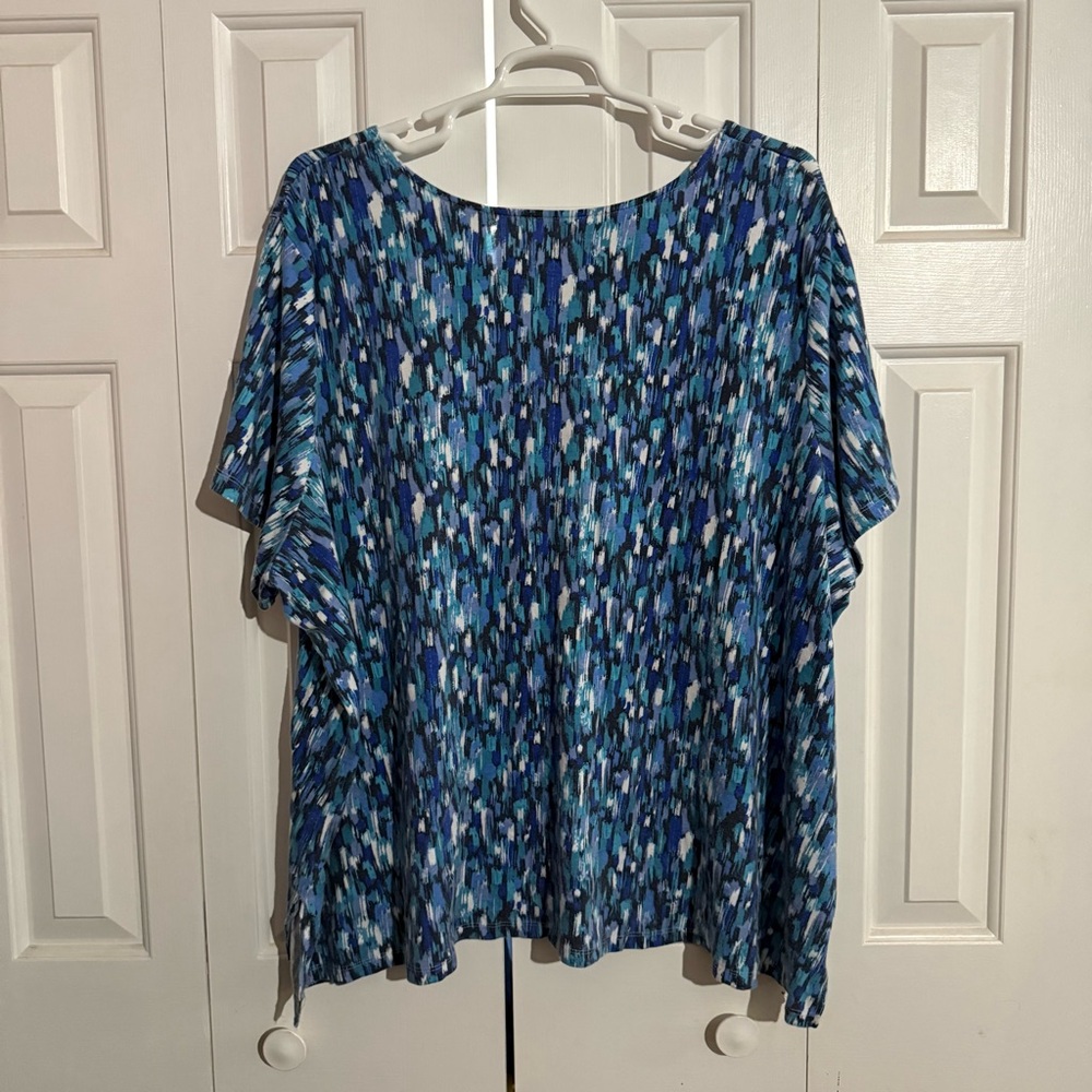 Roaman's Multicolor Abstract Women's Blouse - Picture 2 of 4